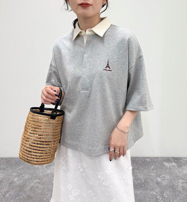 fredy emue「ワンポイント刺繍半袖ラガーシャツ」|Tシャツ・カットソー|