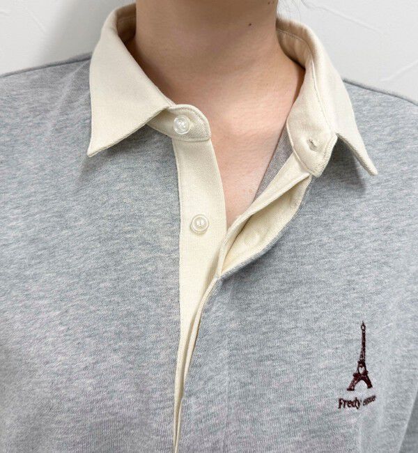 fredy emue「ワンポイント刺繍半袖ラガーシャツ」|Tシャツ・カットソー|