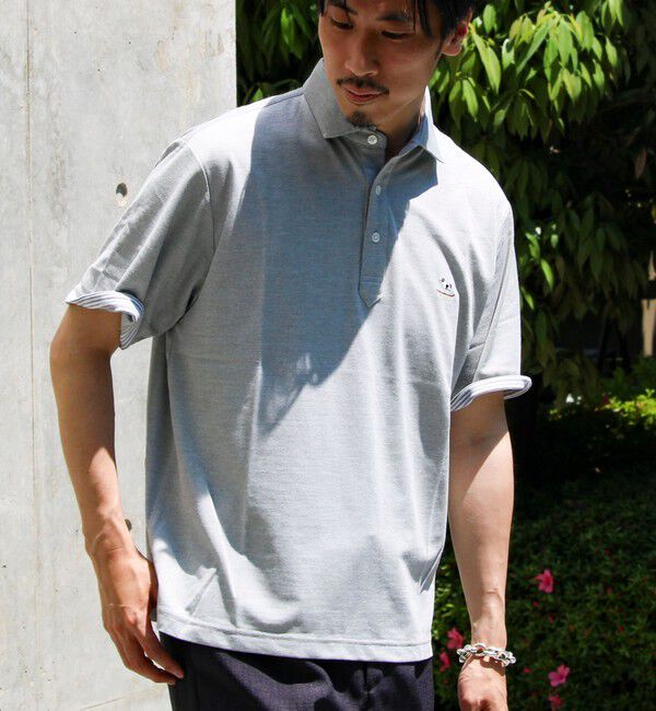 GLOSTER「【新色追加】【GLOSTER/グロスター】フレンチブルドッグ刺繍 DADDYポロシャツ」|ポロシャツ|ライトグレー