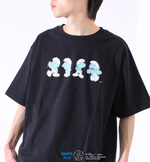 FREDY MAC「表情連続プリント スマーフ フロントTシャツ? 」|Tシャツ・カットソー|ブラック
