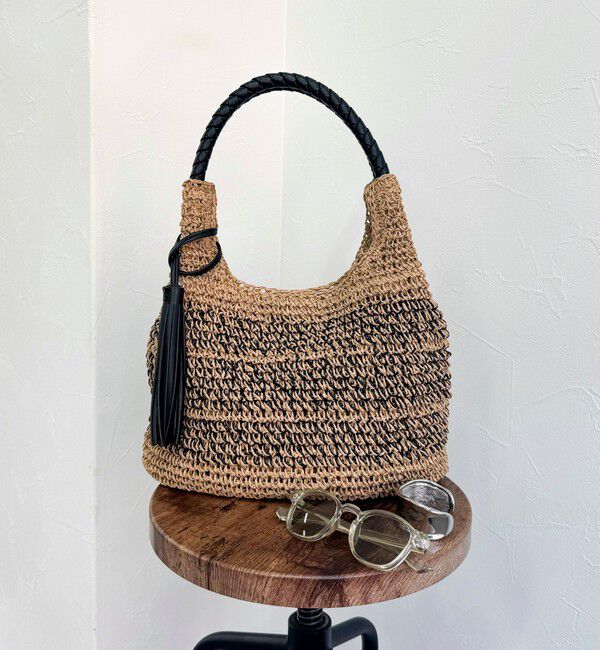 fredy emue「タッセル付きラメペーパーカゴバッグ」|かごバッグ|ブラウン