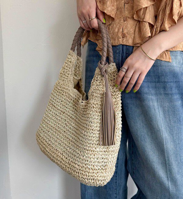 fredy emue「タッセル付きラメペーパーカゴバッグ」|かごバッグ|