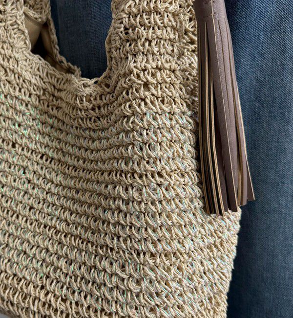 fredy emue「タッセル付きラメペーパーカゴバッグ」|かごバッグ|