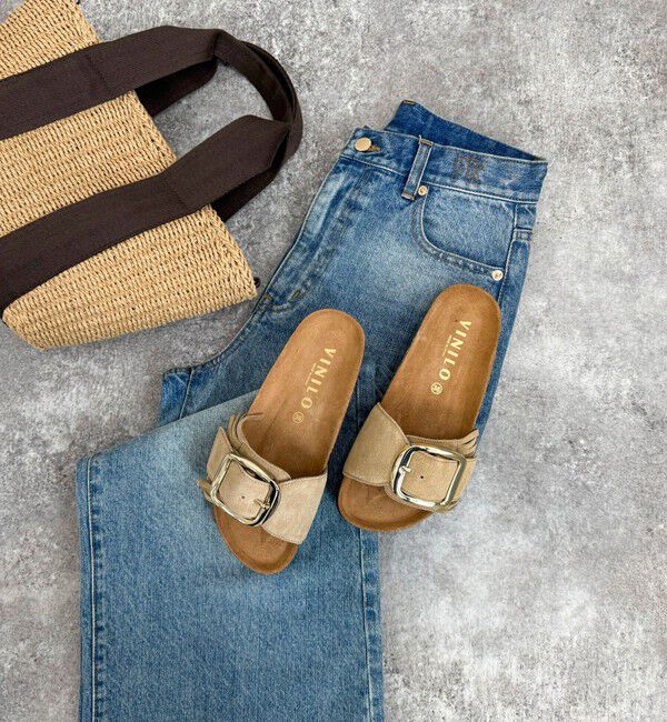 fredy emue「【VINILO/ヴィニーロ】スエードフリンジバックルスライドサンダル」|サンダル|