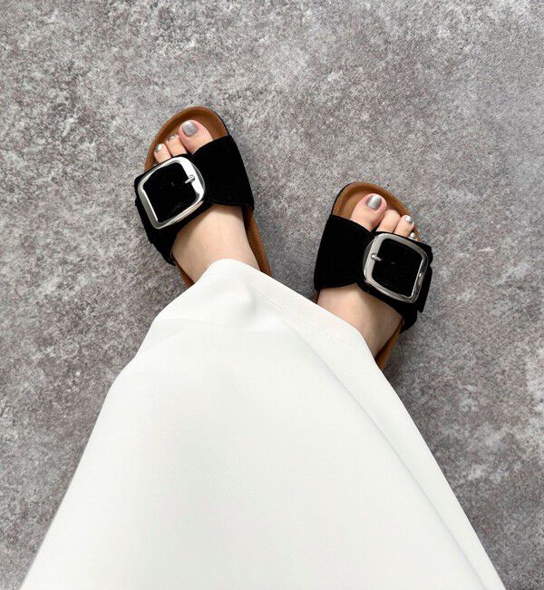 fredy emue「【VINILO/ヴィニーロ】スエードフリンジバックルスライドサンダル」|サンダル|