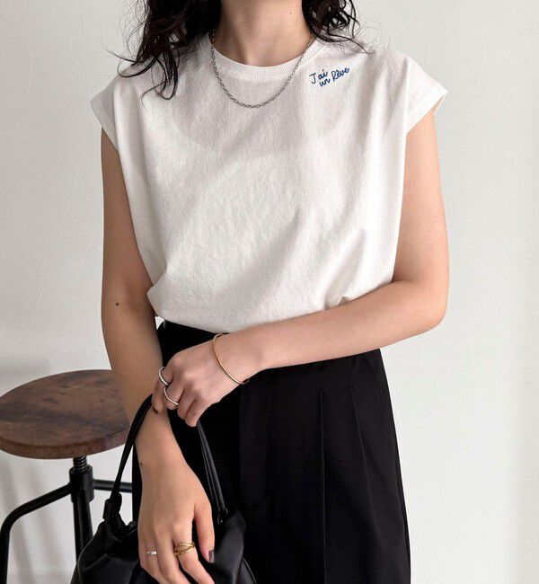 fredy emue「チェーン刺繍フレンチTシャツプルオーバー」|Tシャツ・カットソー|