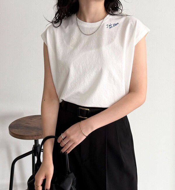 fredy emue「チェーン刺繍フレンチTシャツプルオーバー」|Tシャツ・カットソー|