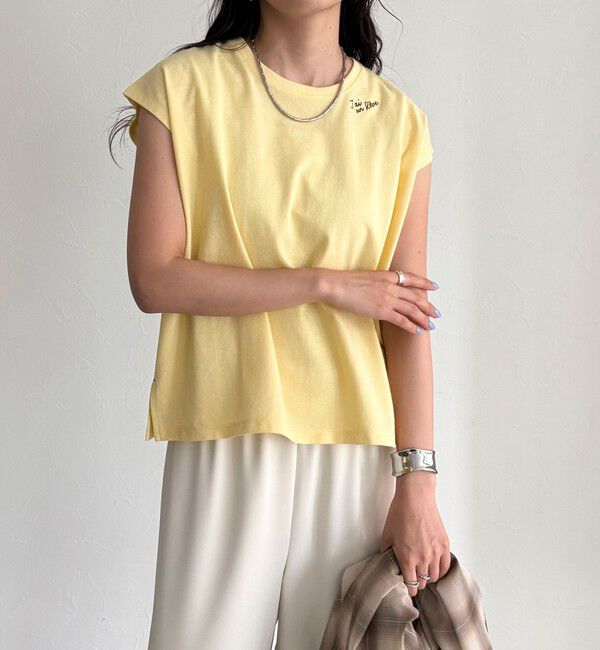 fredy emue「チェーン刺繍フレンチTシャツプルオーバー」|Tシャツ・カットソー|イエロー