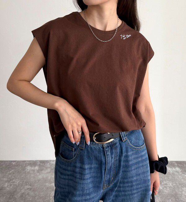 fredy emue「チェーン刺繍フレンチTシャツプルオーバー」|Tシャツ・カットソー|