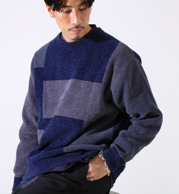 GLOSTER「【GLOSTER/グロスター】モールブロッキング ニットプルオーバー」|ニット・セーター|