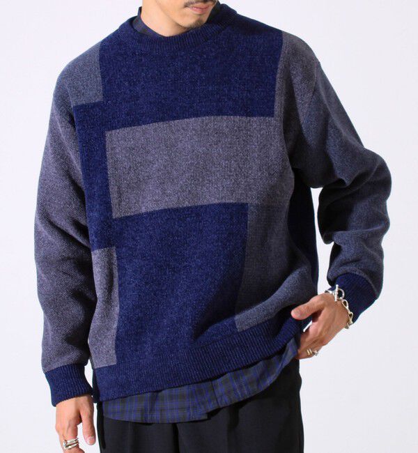 GLOSTER「【GLOSTER/グロスター】モールブロッキング ニットプルオーバー」|ニット・セーター|