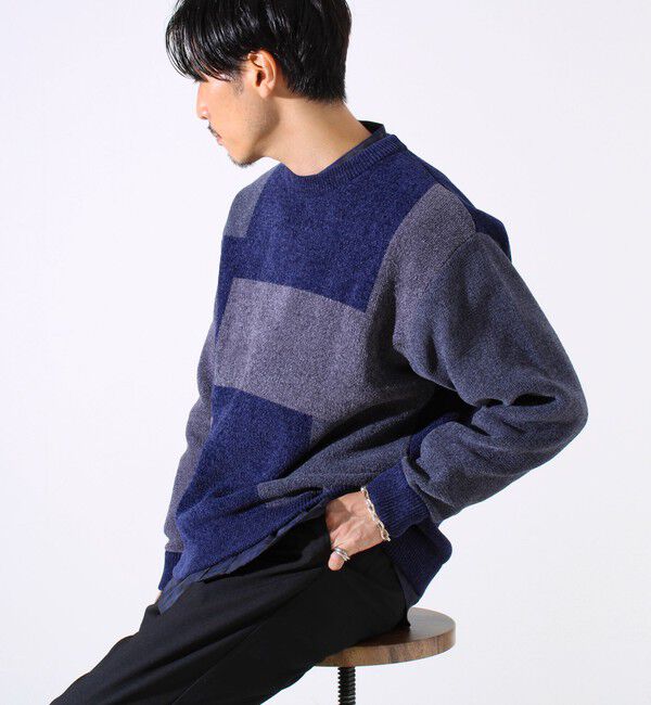 GLOSTER「【GLOSTER/グロスター】モールブロッキング ニットプルオーバー」|ニット・セーター|