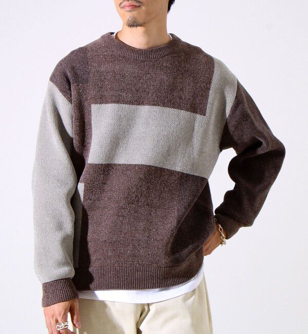 GLOSTER「【GLOSTER/グロスター】モールブロッキング ニットプルオーバー」|ニット・セーター|