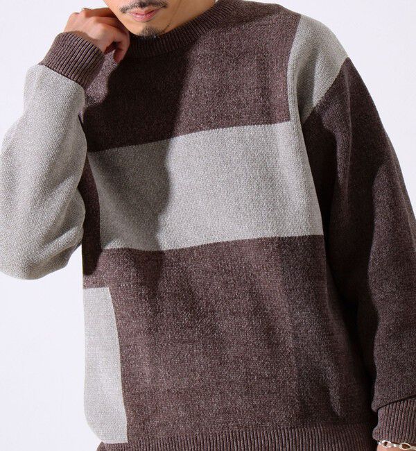 GLOSTER「【GLOSTER/グロスター】モールブロッキング ニットプルオーバー」|ニット・セーター|