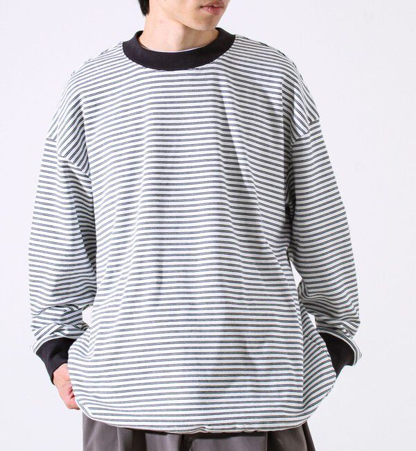 GLOSTER「【配色リブが映える主役ボーダー】Helloボーダー ロングスリーブTシャツ」|Tシャツ・カットソー|