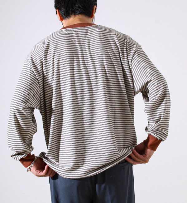 GLOSTER「【配色リブが映える主役ボーダー】Helloボーダー ロングスリーブTシャツ」|Tシャツ・カットソー|