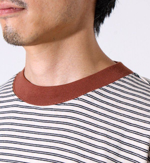 GLOSTER「【配色リブが映える主役ボーダー】Helloボーダー ロングスリーブTシャツ」|Tシャツ・カットソー|