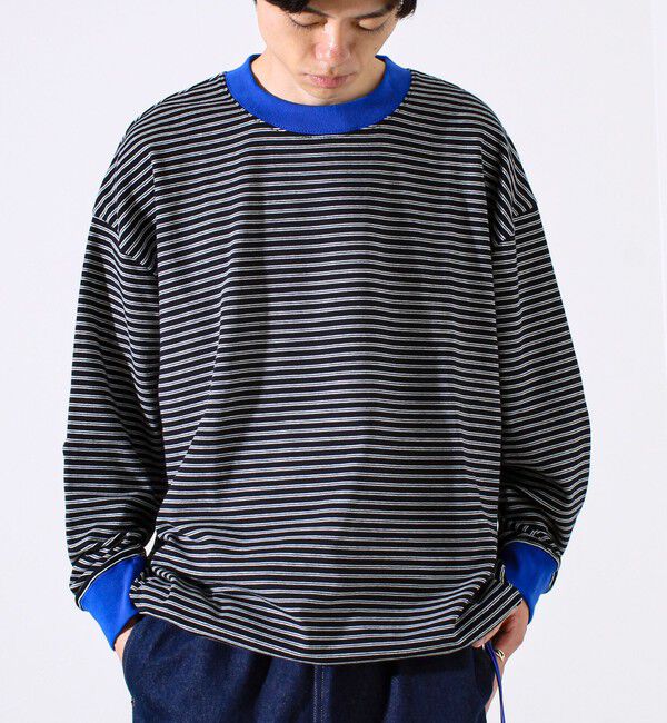 GLOSTER「【配色リブが映える主役ボーダー】Helloボーダー ロングスリーブTシャツ」|Tシャツ・カットソー|ブラック系その他