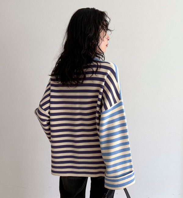 fredy emue「【GEVACO/ゲバコ】ボーダーニットプルオーバー」|ニット・セーター|ブルー系その他