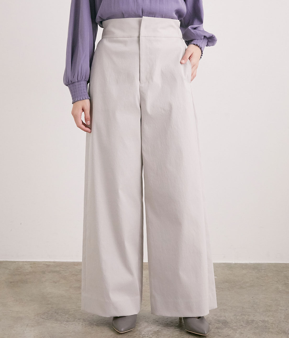 SALON adam et rope'「【UVカット・吸汗速乾】コットンライクポリエステルワイドパンツ」|その他|