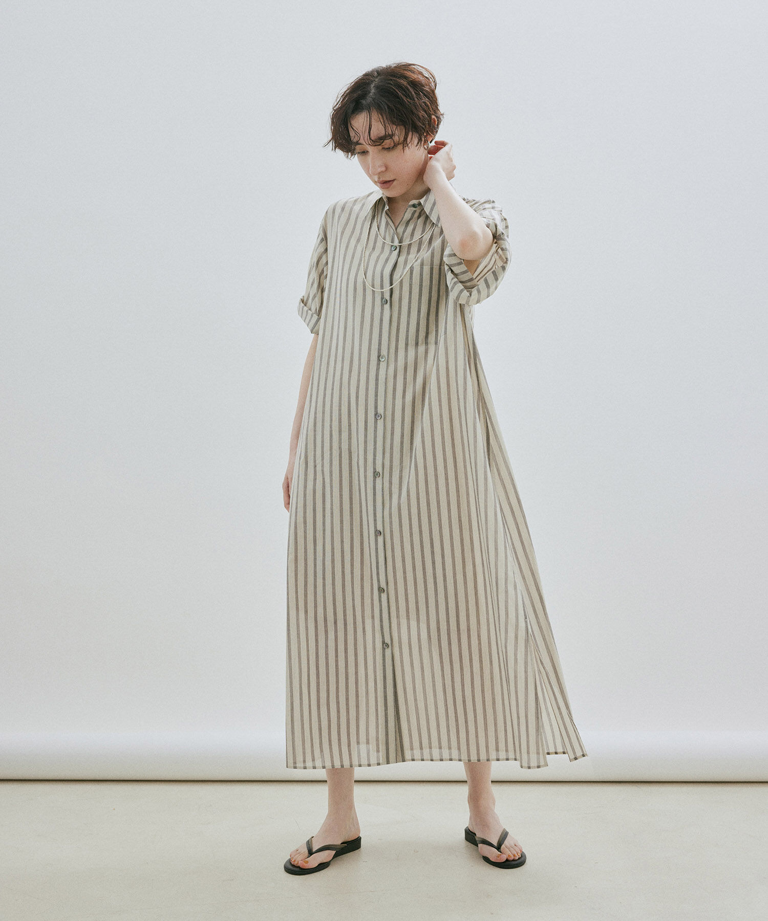 SALON adam et rope'「ワッシャーローンシャツワンピース / 無地・ストライプ」|その他|