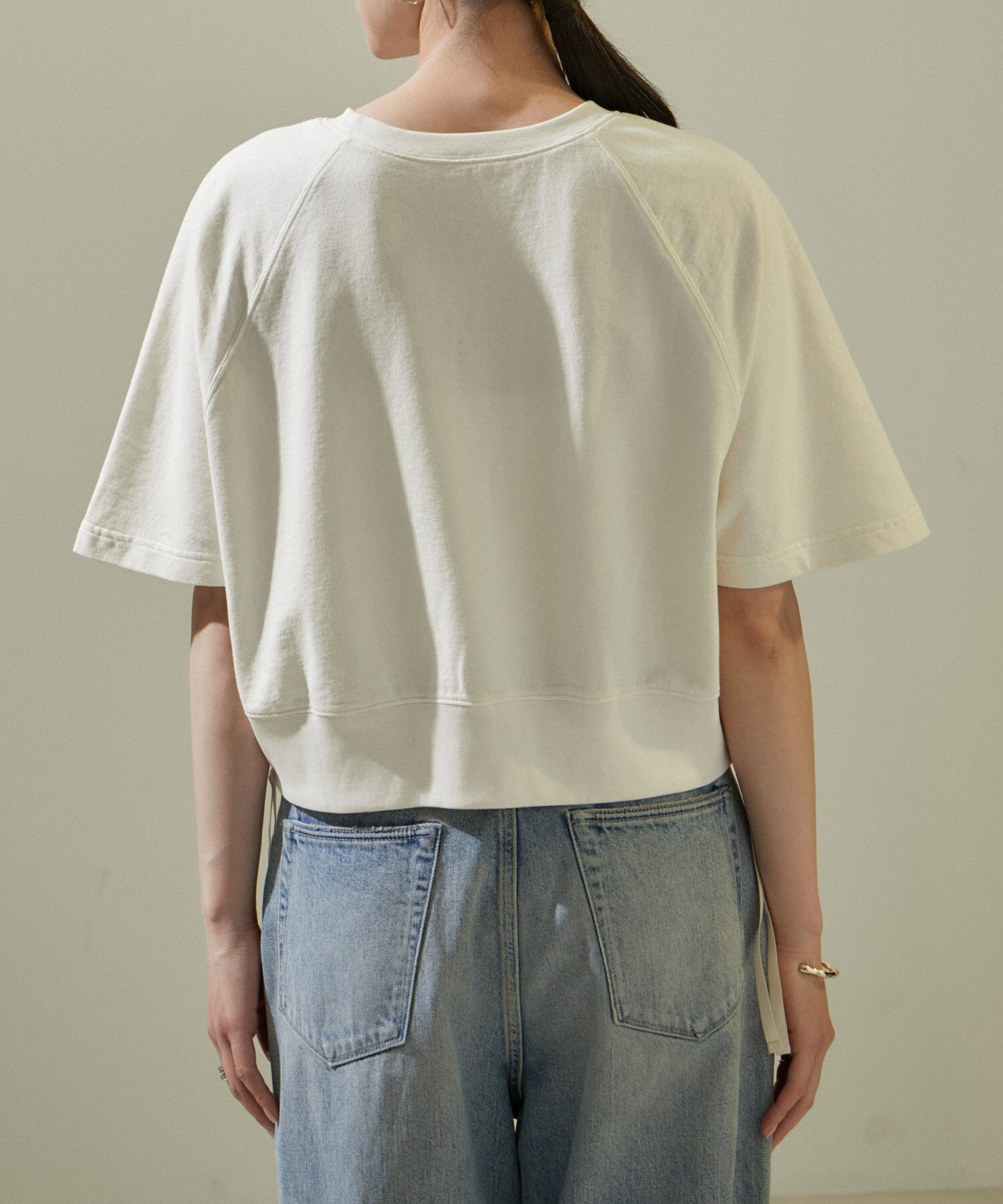 SALON adam et rope'「【WEB限定】サイドジップハーフスリーブスウェットTシャツ」|Tシャツ・カットソー|