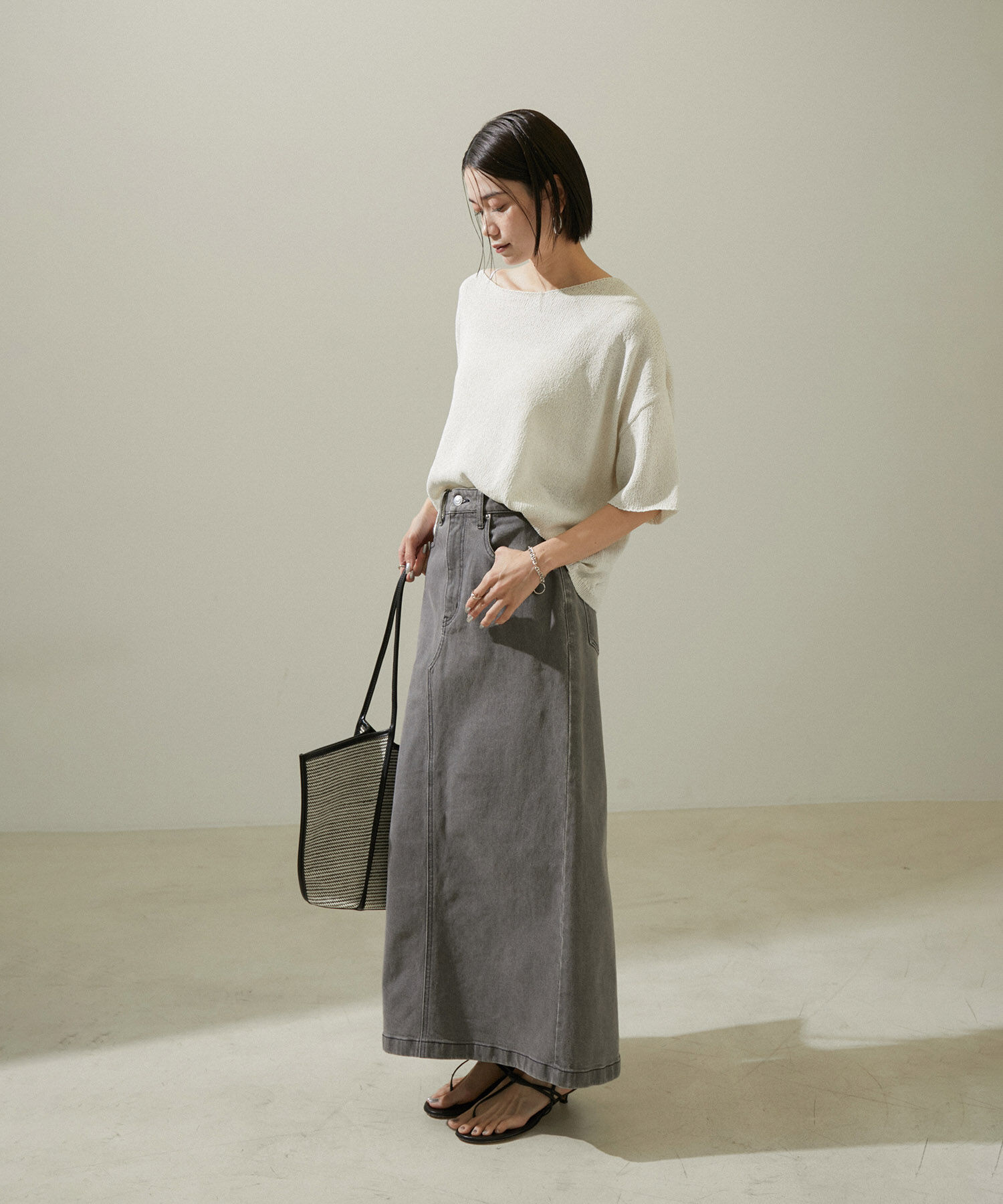 SALON adam et rope'「ペーパーヤーンハーフスリーブプルオーバー【吸水速乾・洗える】」|ニット・セーター|