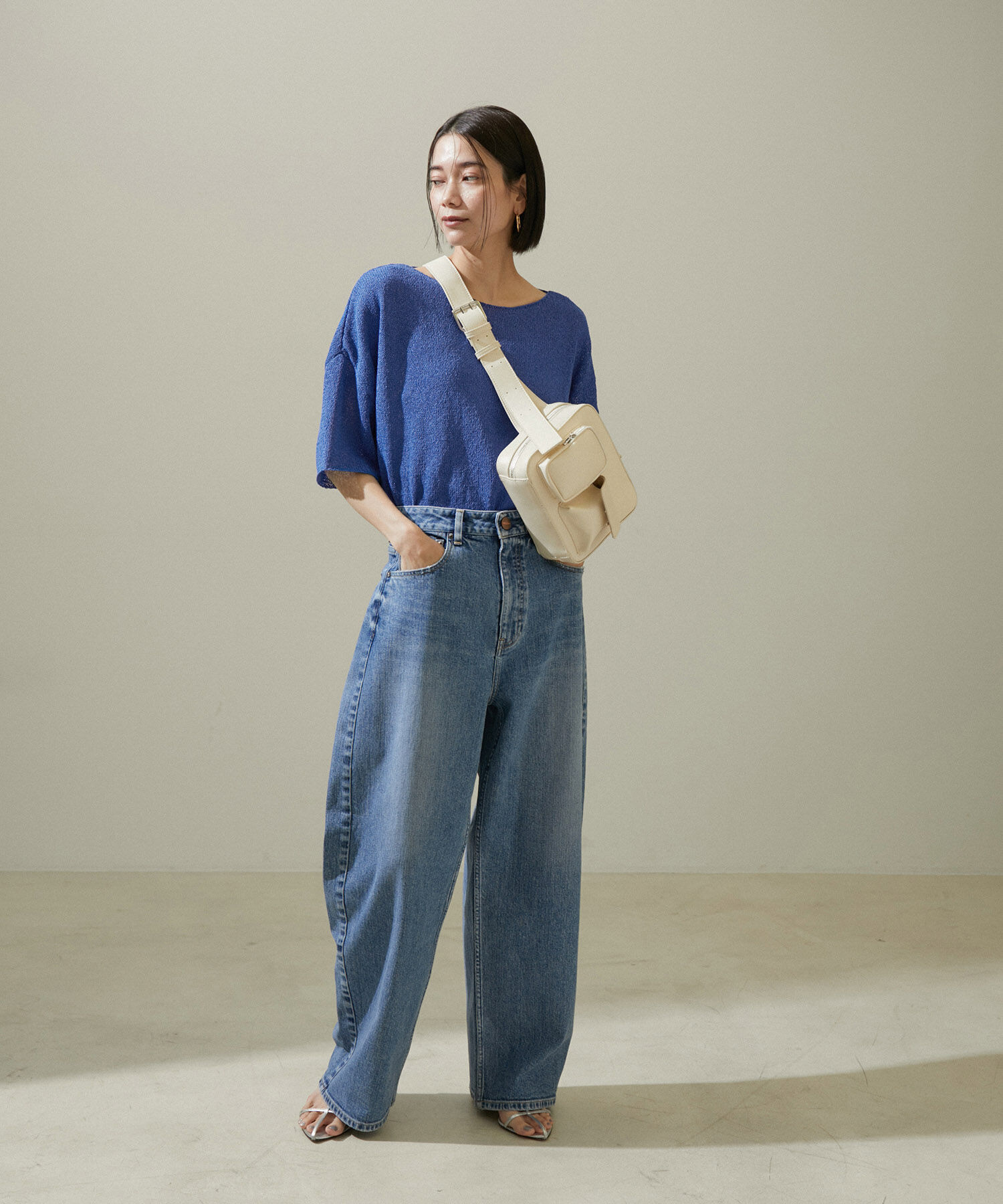 SALON adam et rope'「ペーパーヤーンハーフスリーブプルオーバー【吸水速乾・洗える】」|ニット・セーター|