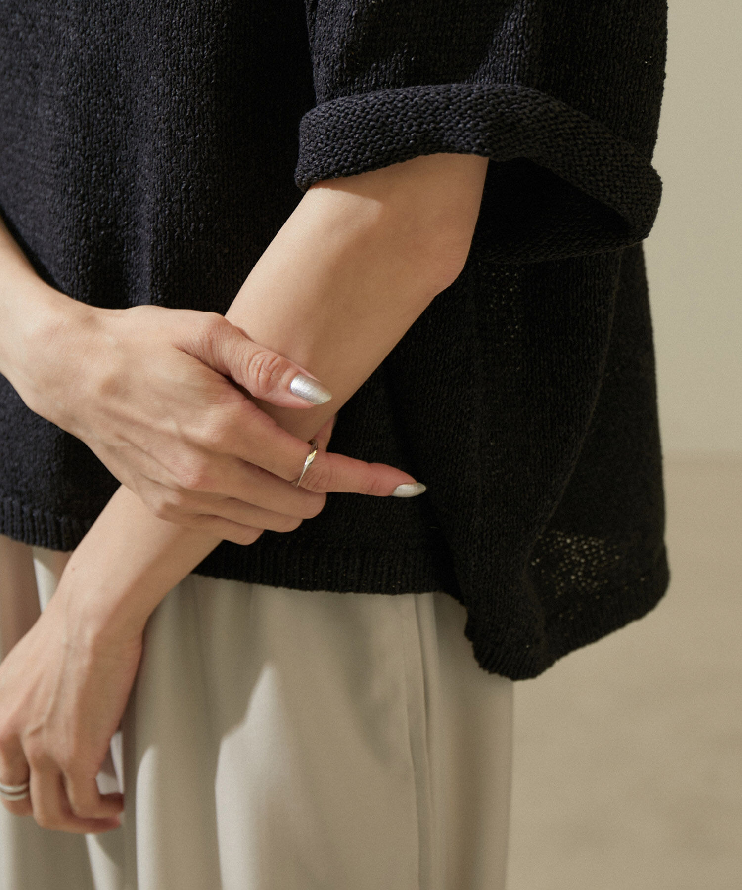 SALON adam et rope'「ペーパーヤーンハーフスリーブプルオーバー【吸水速乾・洗える】」|ニット・セーター|