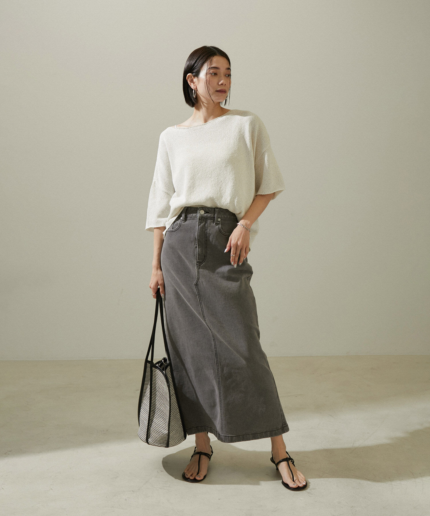 SALON adam et rope'「ペーパーヤーンハーフスリーブプルオーバー【吸水速乾・洗える】」|ニット・セーター|