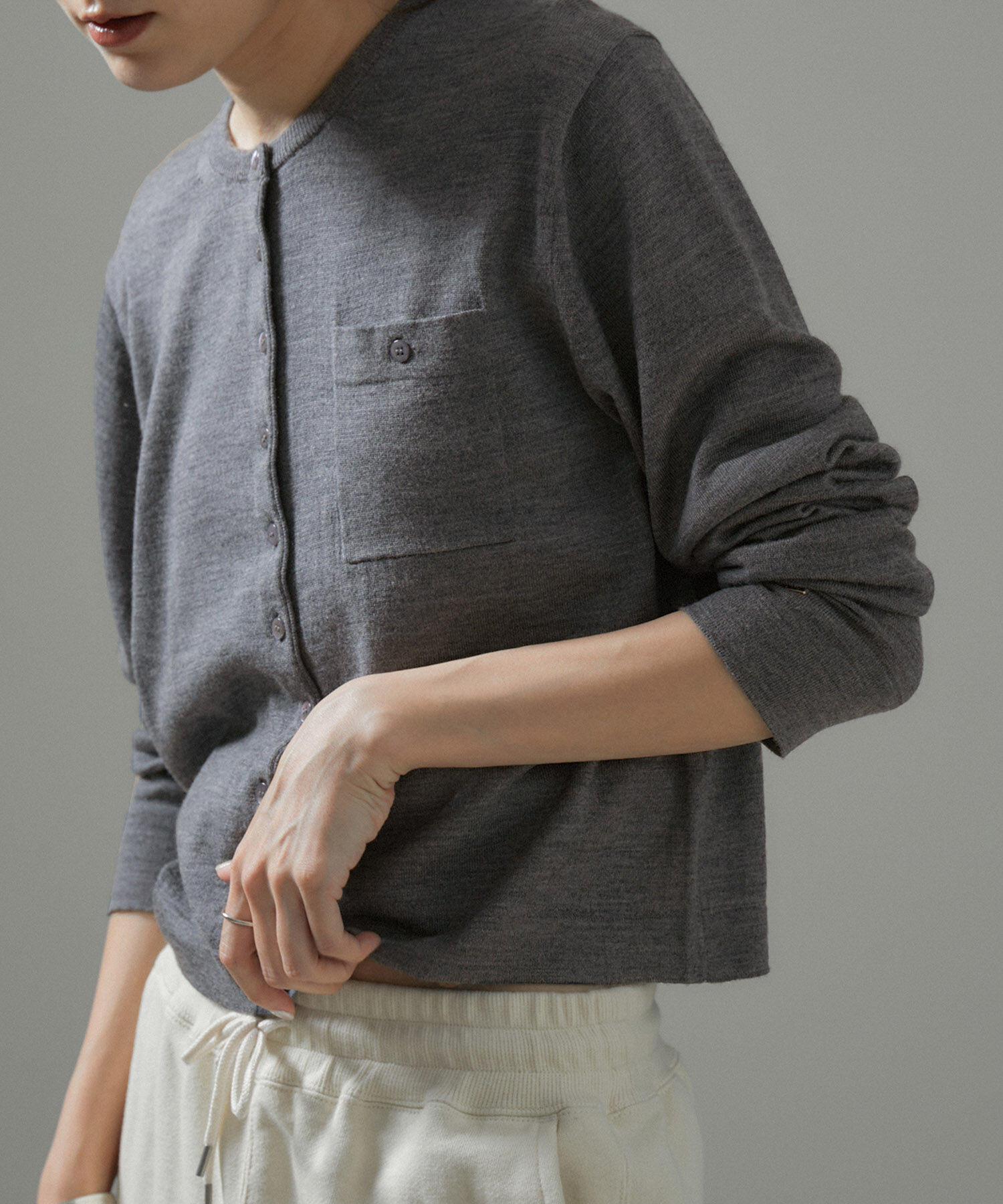 SALON adam et rope'「ウォッシャブルウールクルーネックカーディガン」|カーディガン|