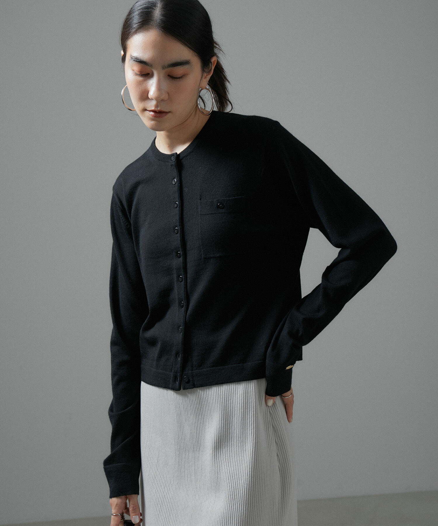 SALON adam et rope'「ウォッシャブルウールクルーネックカーディガン」|カーディガン|