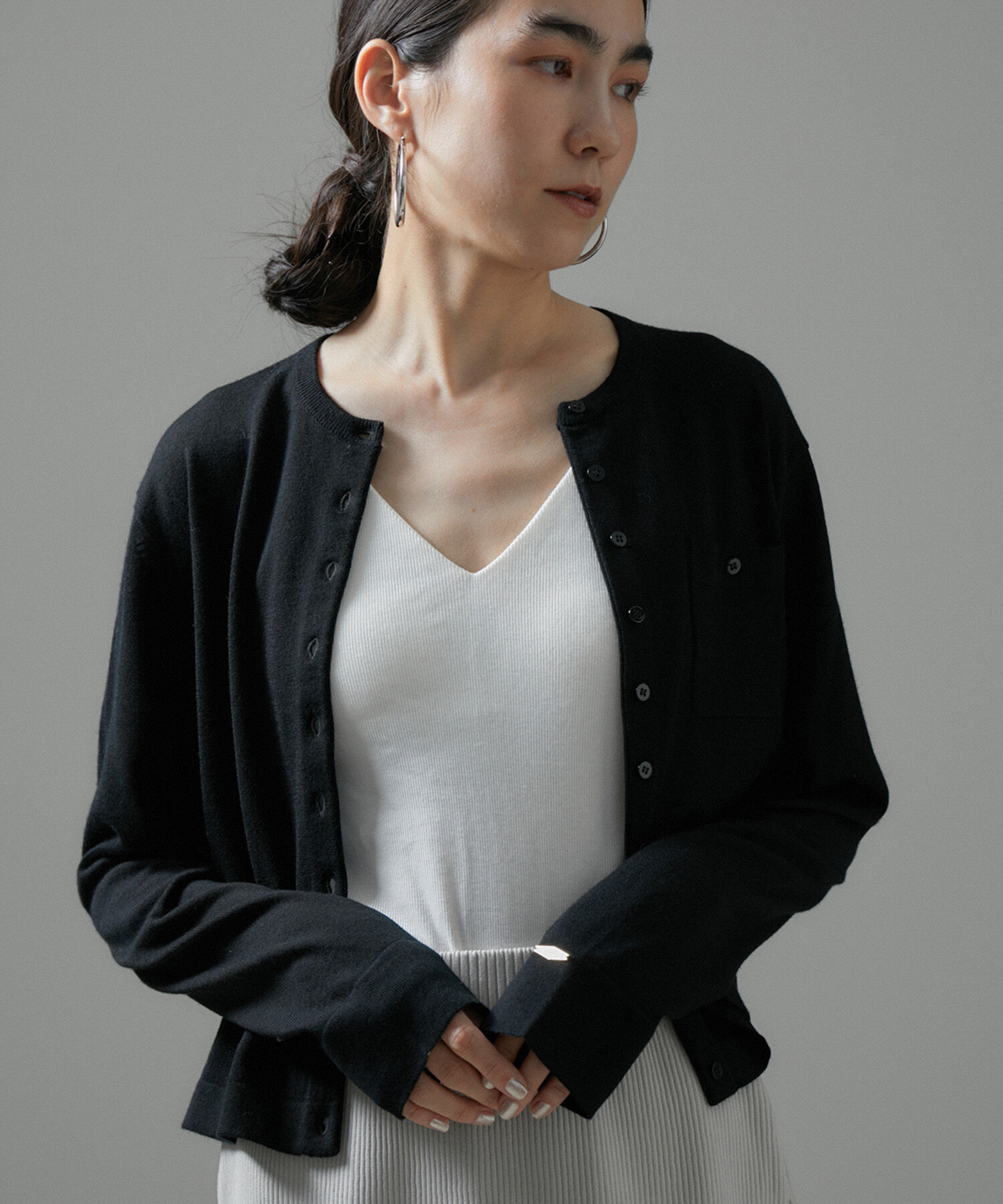 SALON adam et rope'「ウォッシャブルウールクルーネックカーディガン」|カーディガン|