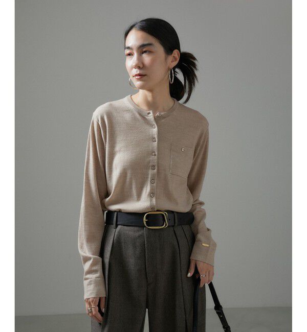 SALON adam et rope'「ウォッシャブルウールクルーネックカーディガン」|カーディガン|ベージュサブ