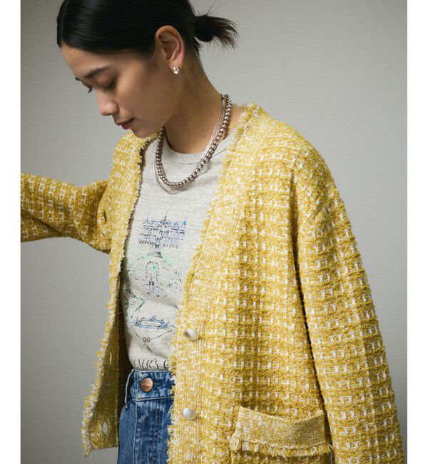 SALON adam et rope'「ツイードライクラメニットジャケット」|カーディガン|