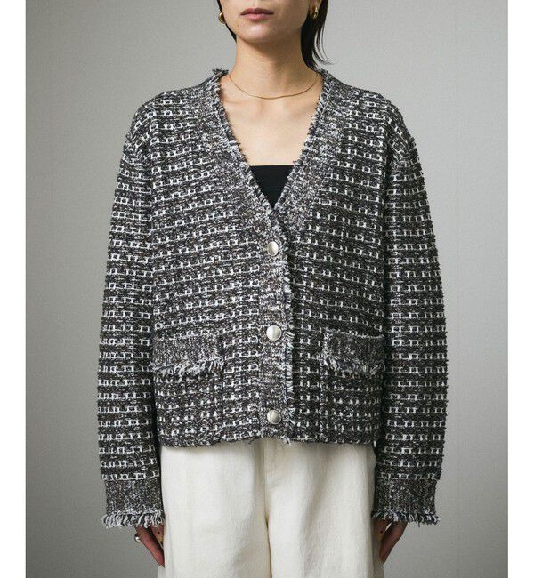 SALON adam et rope'「ツイードライクラメニットジャケット」|カーディガン|