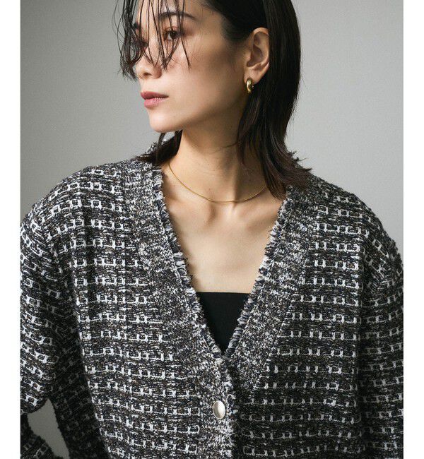 SALON adam et rope'「ツイードライクラメニットジャケット」|カーディガン|