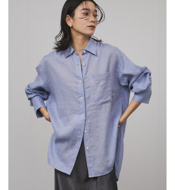SALON adam et rope'「【WEB限定】ヨーロピアンフラックスリネンオーバーシャツ」|シャツ・ブラウス|サックス(48)