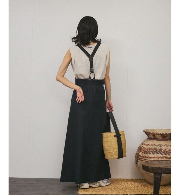SALON adam et rope'「【WEB限定】ヨーロピアンフラックスリネンサスペンダースカート［取り外し可能］」|スカート|