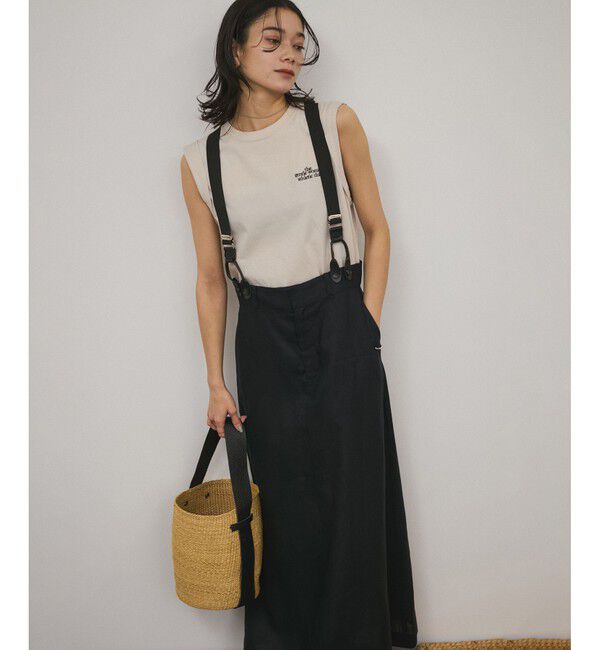 SALON adam et rope'「【WEB限定】ヨーロピアンフラックスリネンサスペンダースカート［取り外し可能］」|スカート|