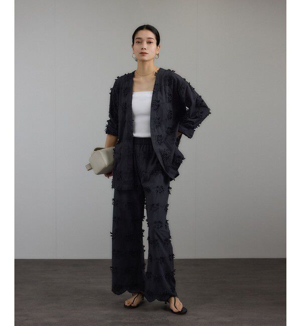 SALON adam et rope'「【WEB限定】3Dフラワーレースワイドパンツ［セットアップ対応］」|チノ|