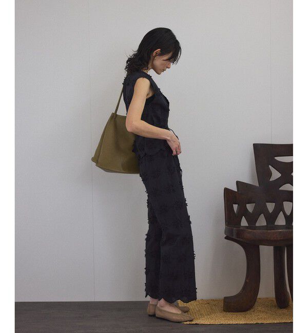 SALON adam et rope'「【WEB限定】3Dフラワーレースワイドパンツ［セットアップ対応］」|チノ|