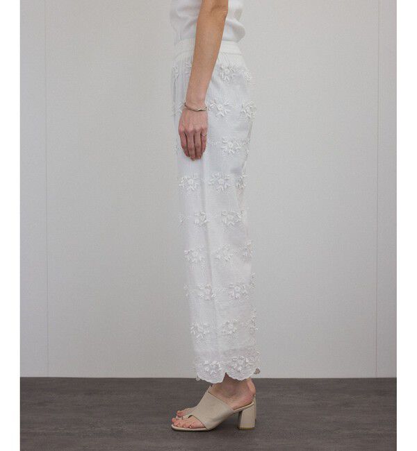 SALON adam et rope'「【WEB限定】3Dフラワーレースワイドパンツ［セットアップ対応］」|チノ|