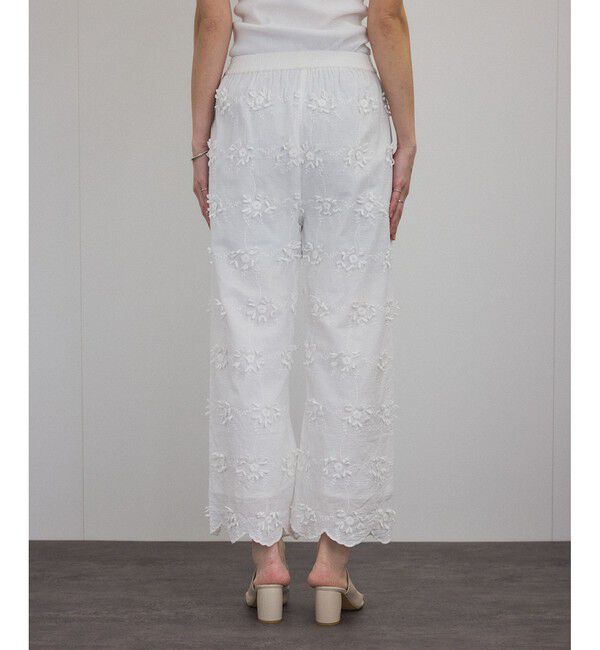 SALON adam et rope'「【WEB限定】3Dフラワーレースワイドパンツ［セットアップ対応］」|チノ|