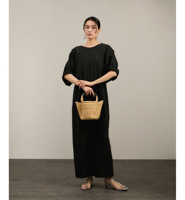 SALON adam et rope'「ヘンプコットンバックVネックワンピース［ドライタッチ・洗える］」|ワンピース|