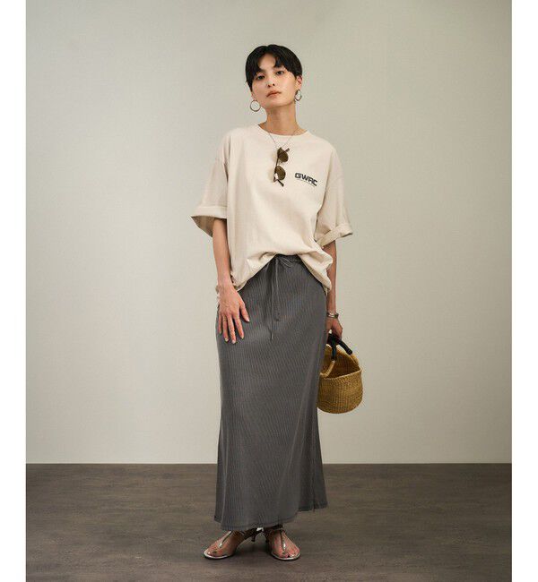 SALON adam et rope'「【WEB限定】ビンテージライクリブナロースカート」|スカート|