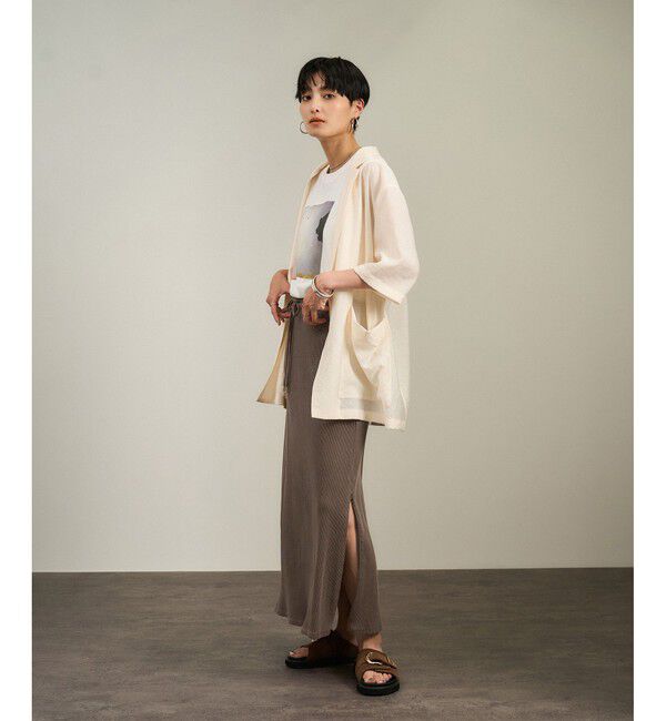 SALON adam et rope'「【WEB限定】ビンテージライクリブナロースカート」|スカート|