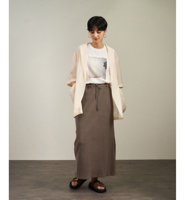 SALON adam et rope'「【WEB限定】ビンテージライクリブナロースカート」|スカート|