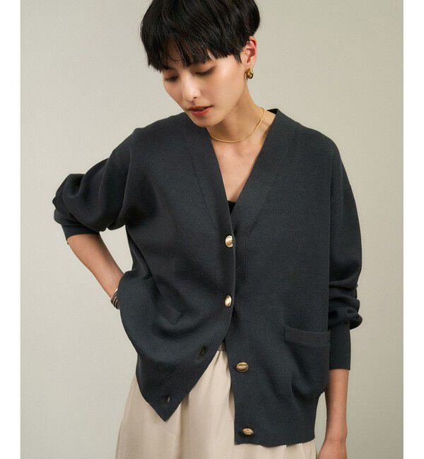 SALON adam et rope'「【WEB限定】メタルボタンスウェットライクラインカーディガン 2［新色追加］」|カーディガン|グレー(07)