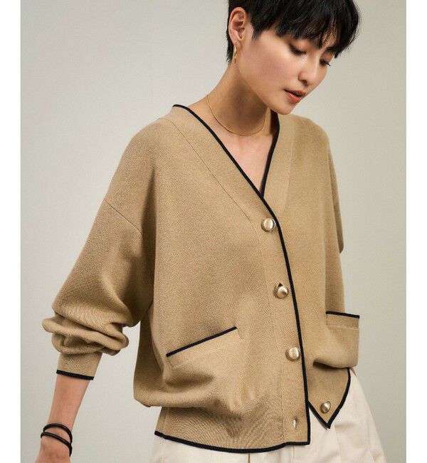 SALON adam et rope'「【WEB限定】メタルボタンスウェットライクラインカーディガン 2［新色追加］」|カーディガン|